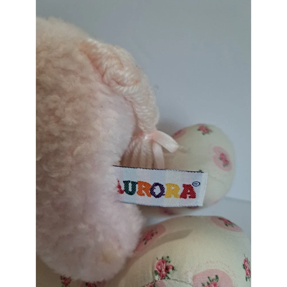 Baby Aurora Musical Rocking Horse Plush W/ Bear Pink‎ Floral Heart Victorian VTG
